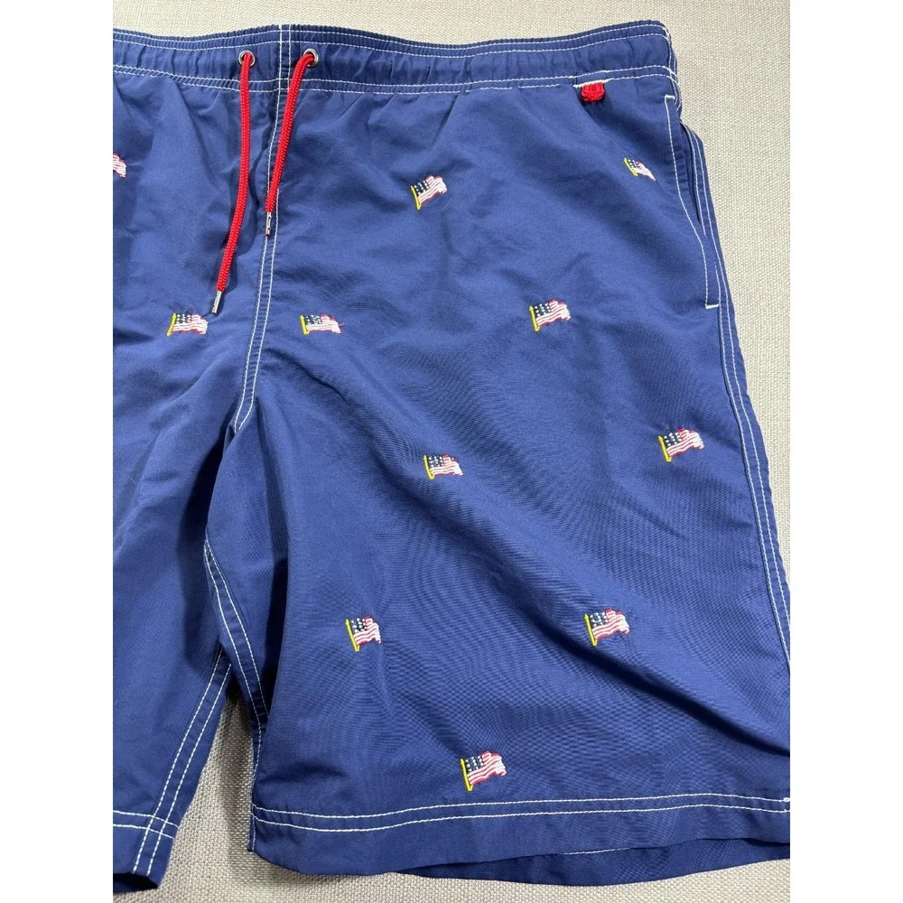 Land's End Men's Patriotic American Flag Swimsuit 250 4th of July Size L 36-38